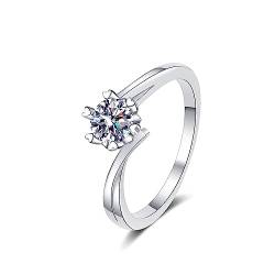 925er Sterling Silber Ringe Frauen, Schneeflocke Ring Frauen Weiß Moissanite Ring 0.5ct Trauring Ehering Verlobung Hochzeit Geschenk Größe 54 (17.2) von Skcess