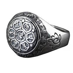 Damen Ringe Silber 925, Herren Ringe Silber Mantra-Blume Ringe für Herren Männer Größe 60 (19.1) von Skcess