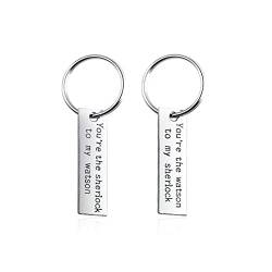 Durable Schlüsselanhänger Legierung, Durable Schlüsselanhänger 2 Stück Tag Gravur You're The Watson to My Sherlock Schlüsselanhänger Silber 1 Pcs von Skcess