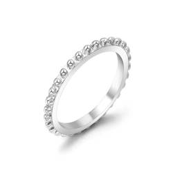 Edelstahl Damen Ringe, Ringe Damen Silber Schmal 2,2 Mm mit Perlen Geschenke für Damen Frauen Freundin Größe 57 (18.1) von Skcess