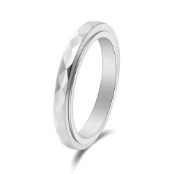 Engagement Ring Silber, Titan Verlobung Geometrische Drehbare Ringe Geschenke für Damen Frauen Freundin Größe 49 (15.6) von Skcess