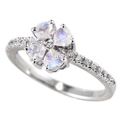 Engagement Ring Sterlingsilber, Trauringe Silber Blume Zircon Ring Geschenke für Damen Frauen Freundin Größe 58 (18.5) von Skcess