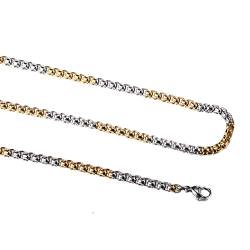Halskette Edelstahl Silber Gold, Kette Männer Belcher Lobster-Claw Halskette Herren Vintage Lange 55CM von Skcess