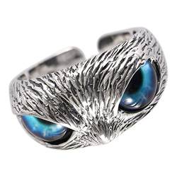 Herren Ring, Sterlingsilber Verlobungsringe Silber Eule Ringe für Herren Männer Adjustable von Skcess