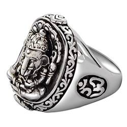 Herren Ringe 925 Silber, Ring Men Silber Vintage Rebe Elefantenkopf Ringe für Herren Männer Größe 65 (20.7) von Skcess