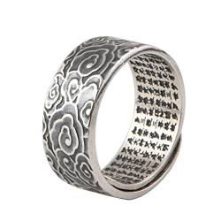 Herren Ringe 990 Sterlingsilber, Ringe Männer Silber Vintage-Wolkenmuster Ringe für Herren Männer Adjustable von Skcess