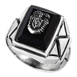 Herrenring Silber 925, Ring Men Silber Schwarz 17 Mm Breiter Schwarzer Achat Achat Ringe für Herren Männer Größe 57 (18.1) von Skcess