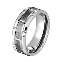 Herrenringe, Wolfram Herren Ringe Silber Vintage Matt Gebürstet 8 Mm Ringe für Herren Männer Größe 54 (17.2) von Skcess