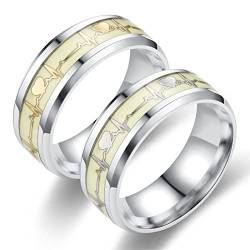 Paar Geschenke Edelstahl, Paar Geschenke Silber Gold Leuchtendes Elektrokardiogramm Ringe Frauen Ring Herren Paare Geschenke von Skcess