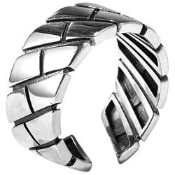 Ring Herren Silber, Ringe Männer Silber Geometrisch Ringe für Herren Männer Adjustable von Skcess