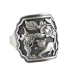 Ring Silber 925 Damen Breit, Ring Frauen Silber Kätzchen-Butterblume Geschenke für Damen Frauen Freundin Adjustable von Skcess