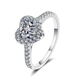 Ring Sterling Silber, Herz Ring Damen Weiß Zirkonia Ring Trauring Ehering Verlobung Hochzeit Geschenk Größe 47 (15.0) von Skcess