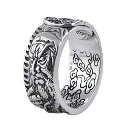 Ringe, Sterlingsilber Herren Ringe Silber Glücksverheißende Wolken Guan Gong Ringe für Herren Männer Adjustable von Skcess