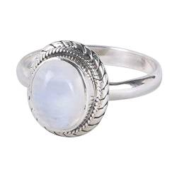 Ringe Damen Silber, Verlobung Silber Verdrehter Vintage Mondstein Geschenke für Damen Frauen Freundin Größe 58 (18.5) von Skcess