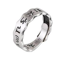 Ringe Herren 990 Sterlingsilber, Herren Ring Silber Mantra Ringe für Herren Männer Adjustable von Skcess