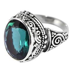 Ringe Set Silber, Ring Frauen Silber Grüner Kristallring Zircon Ring Geschenke für Damen Frauen Freundin Größe 53 (16.9) von Skcess