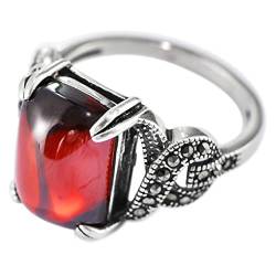 Ringe Set Silber, Verlobungsring Silber Granatring Zircon Ring Geschenke für Damen Frauen Freundin Größe 58 (18.5) von Skcess
