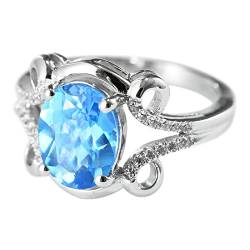 Ringe Silber, Ring Frauen Silber Topas-Ring Zircon Ring Geschenke für Damen Frauen Freundin Größe 50 (15.9) von Skcess