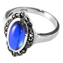 Ringe Silber 925, Verlobungsring Silber Blauer Korundring Zircon Ring Geschenke für Damen Frauen Freundin Größe 52 (16.6) von Skcess