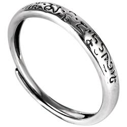 Ringe für Herren, S925 Sterling Silber Eheringe Mantra Ring Herren von Skcess