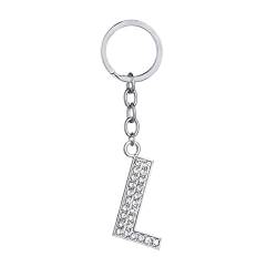 Schlüsselanhänger Personalisiert Edelstahl, Schlüsselanhänger Buchstabe L mit Zirkonia Schlüsselanhänger Silber 1 Pcs von Skcess