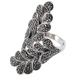 Silber Ringe 925 Frauen, Eheringe Silber Blattring Zircon Ring Geschenke für Damen Frauen Freundin Größe 52 (16.6) von Skcess