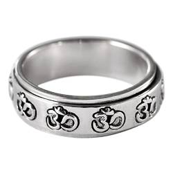 Silber Ringe Männer, Herren Ring Silber Spinner Minimalistisches Sanskrit Ringe für Herren Männer Größe 60 (19.1) von Skcess