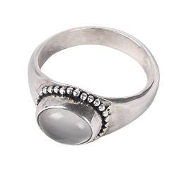 Silberring Breit, Verlobungsringe Silber Vintage Perle Mondstein Geschenke für Damen Frauen Freundin Größe 54 (17.2) von Skcess