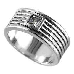 Silberring Damen 925 Silber, Herren Ring Silber Quadratischer Zirkonia-Ring Zircon Ring Ringe für Herren Männer Größe 62 (19.7) von Skcess