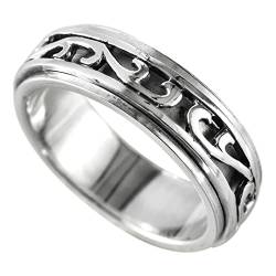 Silberring Herren, Herren Ring Silber Drehring Ringe für Herren Männer Größe 57 (18.1) von Skcess