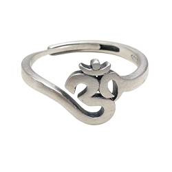 Silberringe Damen, Ring Damen Silber Vintage-Sanskrit Geschenke für Damen Frauen Freundin Adjustable von Skcess