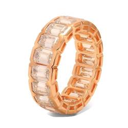 Skcess 14 Karat Roségold Eheringe Weiß Moissanit Smaragd, Zierlicher Ring Allround-Band Ring Damen Größe 58 (18.5) von Skcess