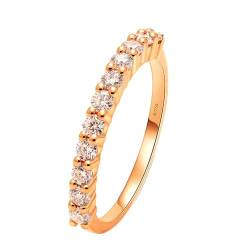 Skcess 14 Karat Roségold Ringe Weiß Erstellter Diamant Runden, Engagement Ring Stapelbarer Ring Ring Damen Größe 60 (19.1) von Skcess