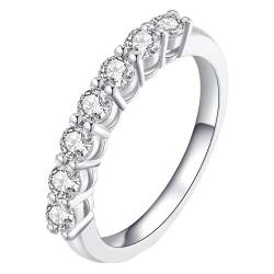Skcess 14 Karat Weißgold Engagement Ring Weiß Moissanit Runden, Wedding Ring Stapelbarer Ring Ringe Frauen Größe 63 (20.1) von Skcess