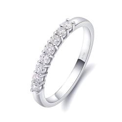 Skcess 14 Karat Weißgold Ring Weiß Moissanit Runden, Eheringe Reihe Von Diamanten Ringe Frauen Größe 50 (15.9) von Skcess