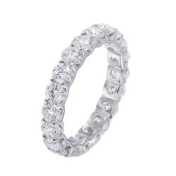 Skcess 14 Karat Weißgold Ringe Damen Weiß Erstellter Diamant Runden, Ring für Freundin Eternity-Band Ringe Frauen Größe 67 (21.3) von Skcess