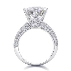 Skcess 14 Karat Weißgold Ringe Damen Weiß Moissanit, Wedding Ring Runder Solitärring Aus Moissanit mit 6 Zinken und 3 Karat Ringe Frauen Größe 49 (15.6) von Skcess