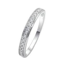 Skcess 14 Karat Weißgold Ringe Frauen Weiß Diamant Runden, Ringe Damen 0,055 ct Runder Diamant Ringe Frauen Größe 61 (19.4) von Skcess