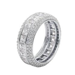 Skcess 14 Karat Weißgold Wedding Ring Weiß Moissanit Prinzessin, Eternity Ring 0,4 ct Prinzessinnen-Moissanit Ringe Frauen Größe 57 (18.1) von Skcess