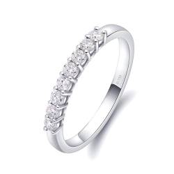 Skcess 14 Karat Weißgold Wedding Ring Weiß Moissanit Runden, Eternity Ring Reihe Von Diamanten Ringe Frauen Größe 47 (15.0) von Skcess