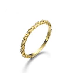 Skcess 14K Gold Ring Weiß Zirkonia Runden, Ring für Freundin Barockes Relief mit Zirkonia Ringe Frauen Größe 67 (21.3) von Skcess