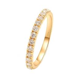 Skcess 18 Karat Gelbgold Damen Ringe Weiß Moissanit Runden, Verlobungsring 0,4 ct Runder Moissanit Ring Damen Größe 67 (21.3) von Skcess