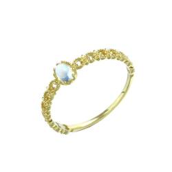 Skcess 18 Karat Gelbgold Eheringe Weiß Opal Oval, Ring Hohle Blume mit Opal Ring Damen Größe 47 (15.0) von Skcess