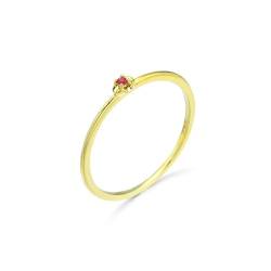 Skcess 18 Karat Gelbgold Engagement Ring Rot Rubin Runden, Zierlicher Ring Dünner Einfacher Blumen-Solitär-Rubin Ringe Frauen Größe 65 (20.7) von Skcess