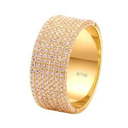 Skcess 18 Karat Gelbgold Engagement Ring Weiß Diamant Runden, Damen Ringe Breiter Ring Ring Damen Größe 61 (19.4) von Skcess