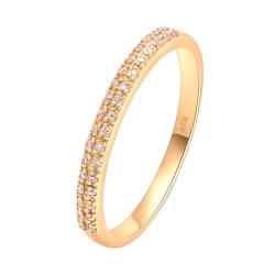 Skcess 18 Karat Gelbgold Hochzeitsringe Weiß Erstellter Diamant Runden, Ring Damen Ewigkeitsring Ring Damen Größe 56 (17.8) von Skcess