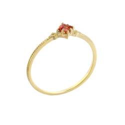 Skcess 18 Karat Gelbgold Verlobungsring Rosa Rosa Turmalin Prinzessin, Matching Rings mit Quadratischem Turmalin Ring Damen Größe 50 (15.9) von Skcess