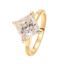 Skcess 18 Karat Gelbgold Wedding Ring Weiß Moissanit Prinzessin, Engagement Ring Ring mit 4 Krallen Ringe Frauen Größe 45 (14.3) von Skcess