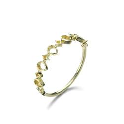 Skcess 18 Karat Gold Engagement Ring, Partner Ringe Tropfenförmiger Hohlraum Ringe Frauen Größe 66 (21.0) von Skcess