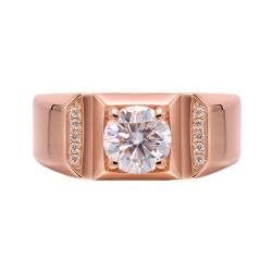 Skcess 18 Karat Roségold Damen Ring Weiß Moissanit Runden, Wedding Ring 1 Karat Runder Moissanit Ringe Frauen Größe 67 (21.3) von Skcess